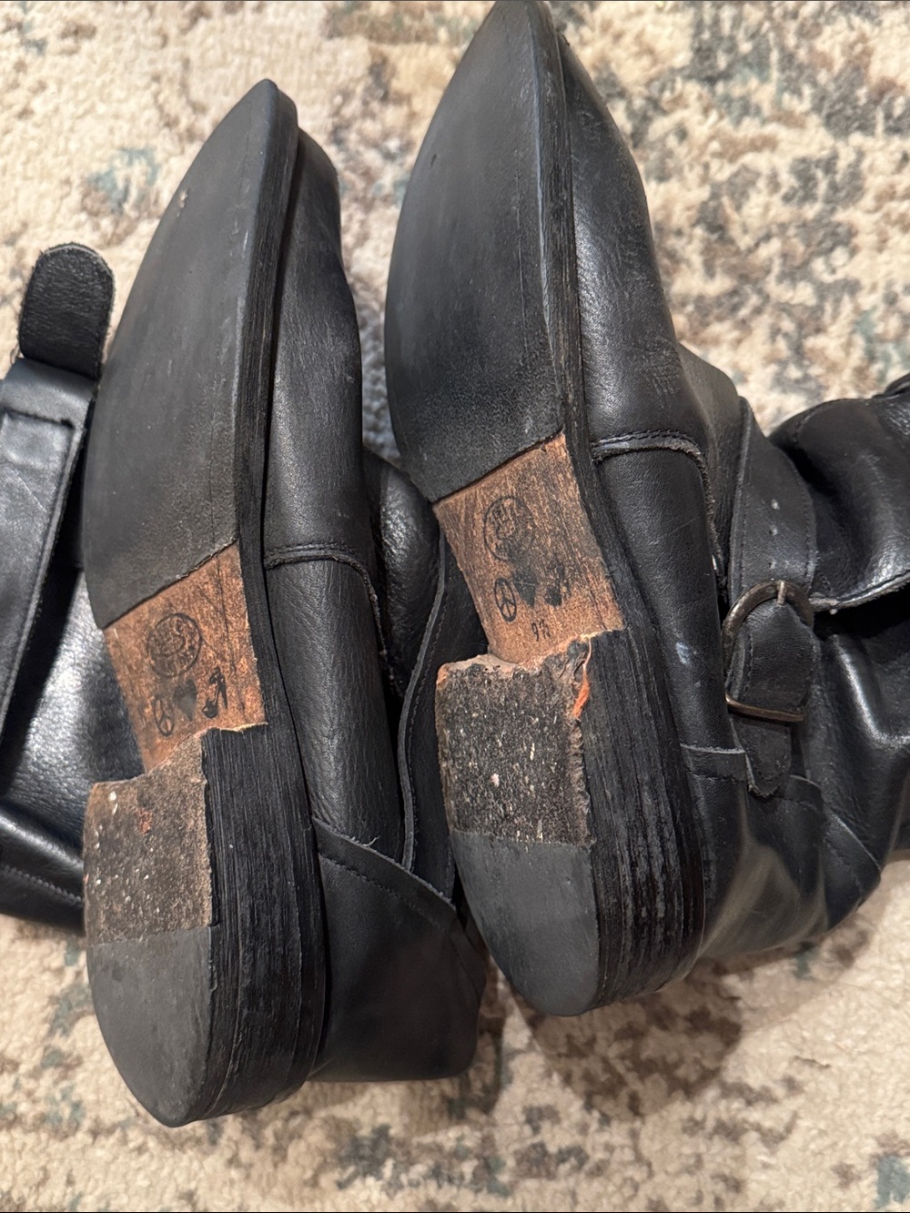 Steve Madden Black Leather Mid-Calf Buckle Moto Boots - Picture 7 of 8